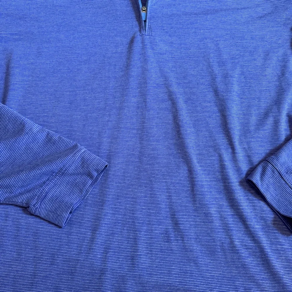 Johnnie-O Vaughn Mens XL Pompei Blue Micro Stripe Quarter Zip Pullover JMKO1890
